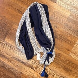 Maurices Blue and White Patterned Scarf